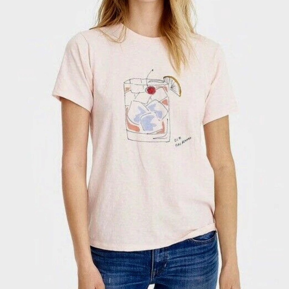 J Crew 100% cotton baby pink cocktail relaxed short sleeve tee shirt top medium